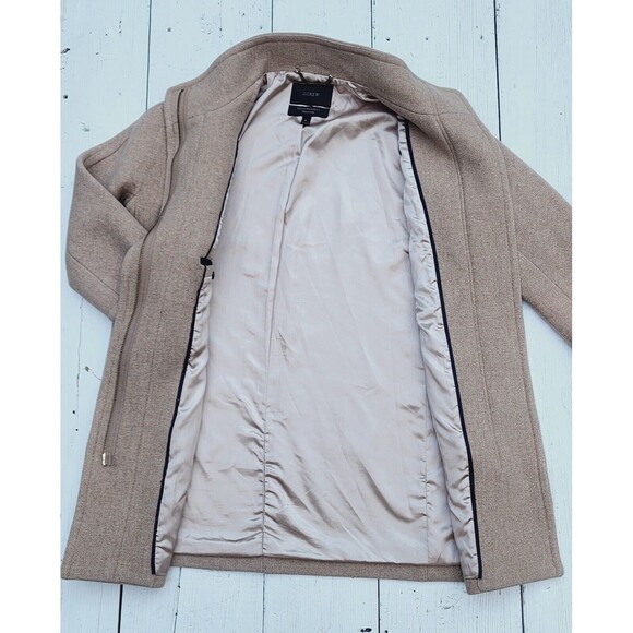 J.Crew Stadium Cocoon Peacoat b2770 Nello Gori Wool Blend Beige Tan Coat Sz 12 - Picture 10 of 14
